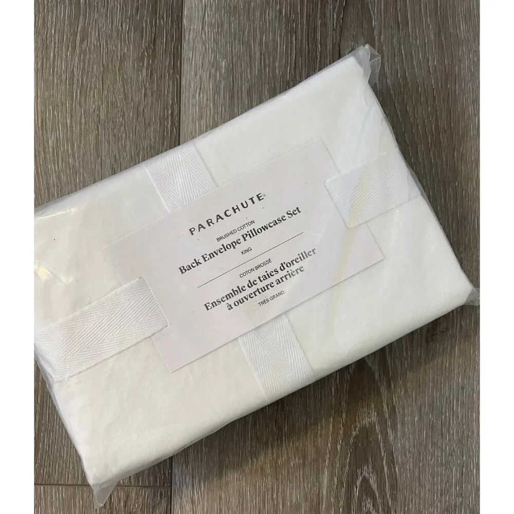 NEW PARACHUTE Home Brushed Cotton Back Envelope Pillowcase Set – White